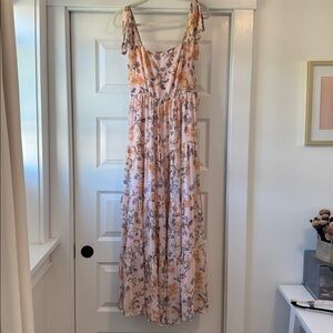 Lulus Pink Floral Maxi Dress. Size Medium.